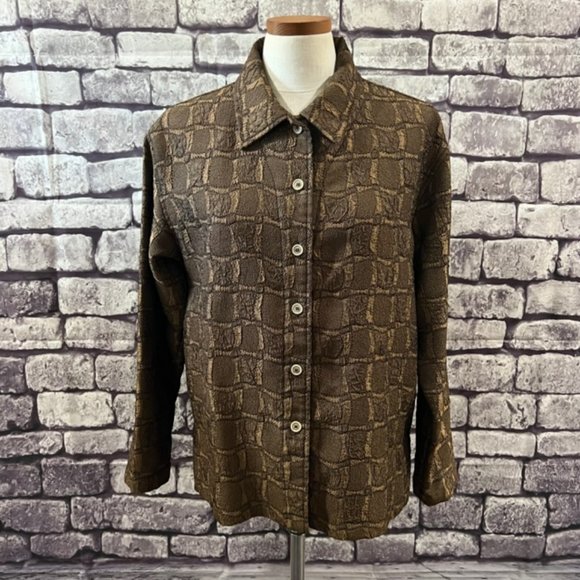 Chico's Tops - Chico's Design Brown Button Down Long Sleeve Top Size Large